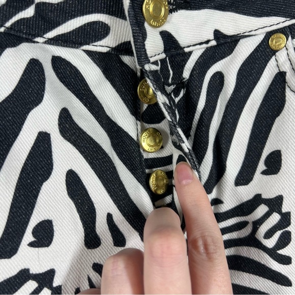 House of Sunny Black White Zebra Print High‎ Rise Straight Leg Jeans - Picture 6 of 6